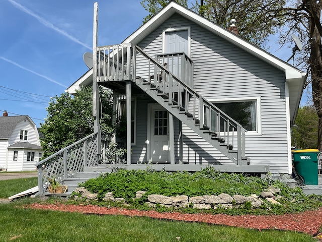 11855 Temperance St, Mount Morris, MI 48458 - view of front of property featuring stairway and a wooden deck