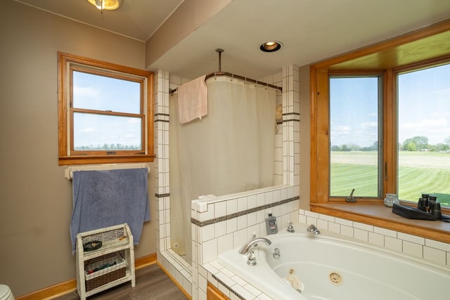 34699 Fuerstenau Rd, Richmond, MI 48062 - full bath with a stall shower, a jetted tub, and recessed lighting