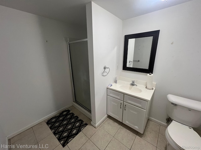 29430 Marimoor Dr, Southfield, MI 48076 - bathroom with vanity, toilet, a stall shower, and tile patterned floors