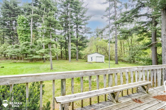 500 Granger Rd, Ortonville, MI 48462 - wooden deck featuring an outdoor structure and a yard
