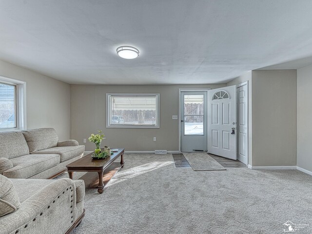19106 Sylvia Ave, Romulus, MI 48174 - carpeted living area with baseboards