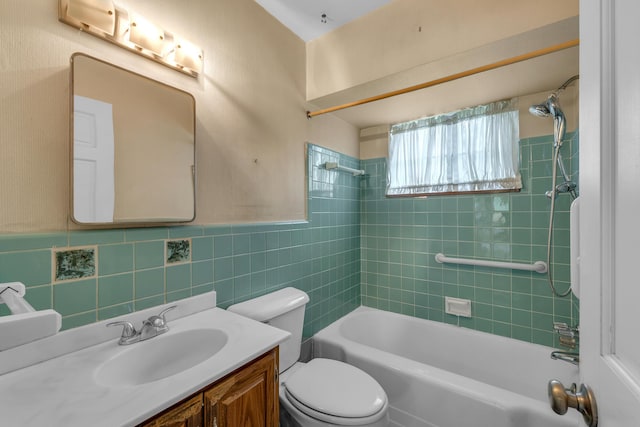 19150 Lexington, Redford, MI 48240 - full bath featuring tile walls, toilet, vanity, and shower / tub combination