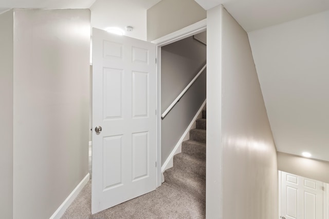 532 Chestnut St, Wyandotte, MI 48192 - stairs with carpet flooring, baseboards, and recessed lighting