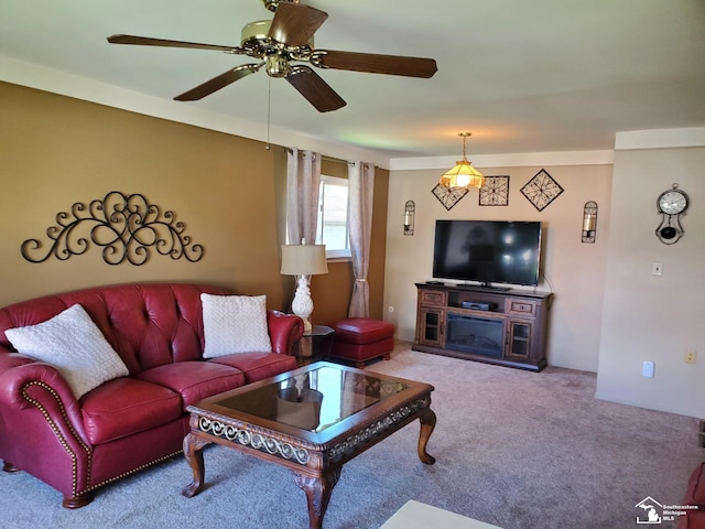 14815 Morris Ave, Allen Park, MI 48101 - living room featuring carpet floors and ceiling fan