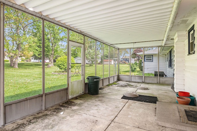 view of unfurnished sunroom