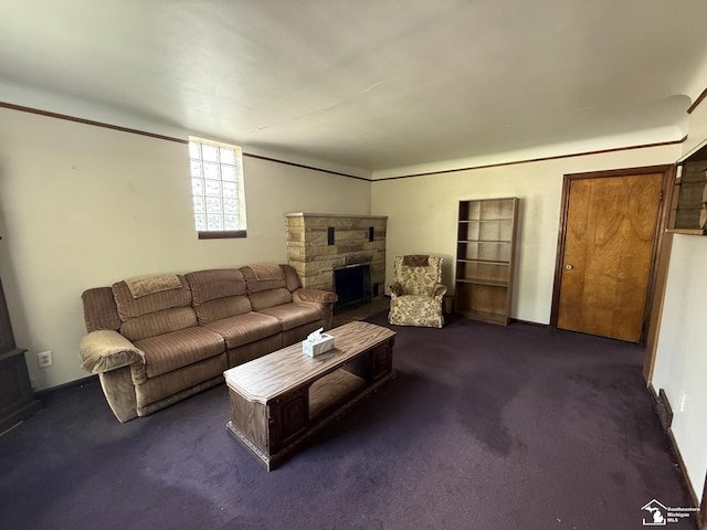 4971 Elm St, Newport, MI 48166 - carpeted living room featuring a fireplace