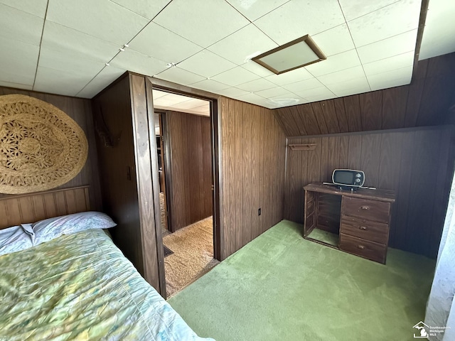 4971 Elm St, Newport, MI 48166 - carpeted bedroom featuring wooden walls