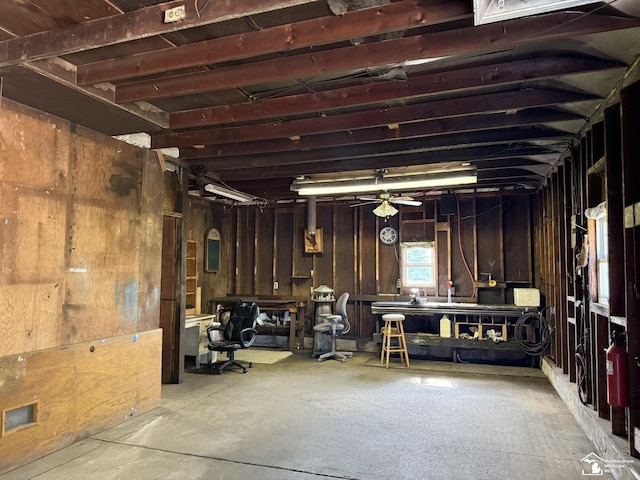 4971 Elm St, Newport, MI 48166 - misc room featuring concrete floors and ceiling fan