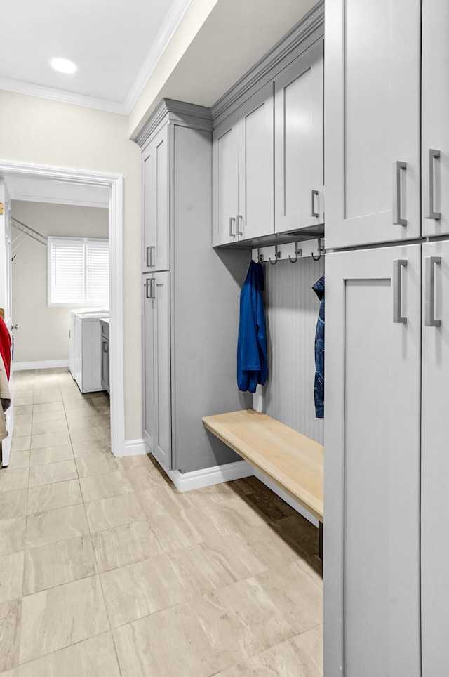 1663 Tacoma Dr, Rochester Hills, MI 48306 - mudroom featuring ornamental molding and baseboards