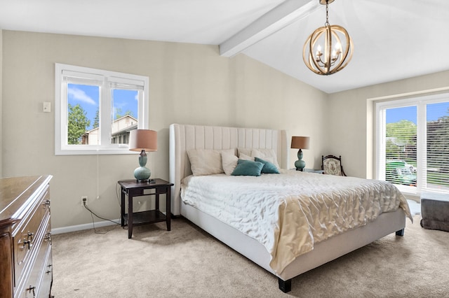 1663 Tacoma Dr, Rochester Hills, MI 48306 - bedroom with light colored carpet, a chandelier, and baseboards