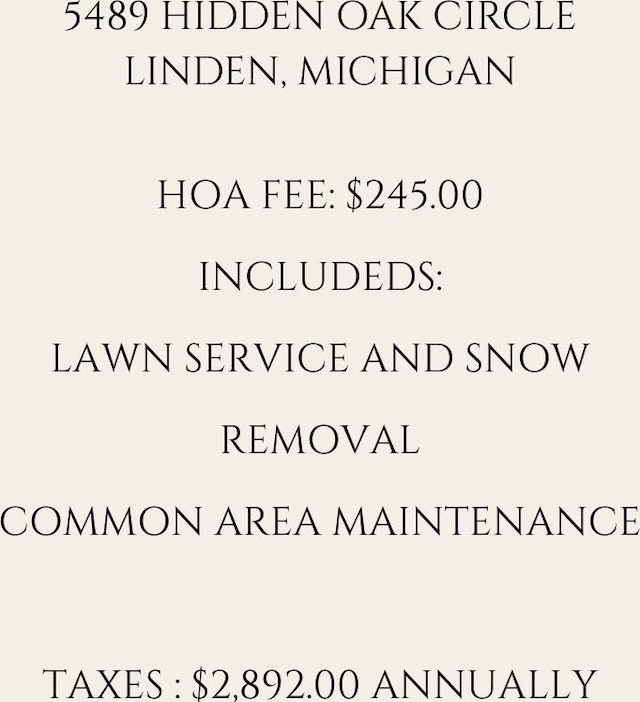 5489 Hidden Oak Cir, Linden, MI 48451 - view of miscellaneous listing collateral