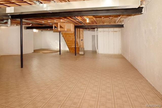 34214 Birchway Cir, Sterling Heights, MI 48312 - unfinished basement featuring tile patterned floors and stairs