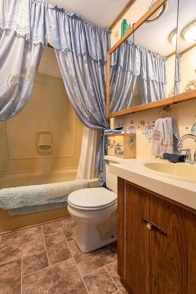 20616 Harmony, Clinton Township, MI 48036 - bathroom featuring toilet, shower / bath combo with shower curtain, and vanity