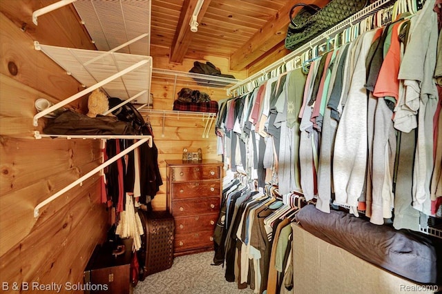 10071 Hillman Rd, Lakeview, MI 48850 - walk in closet featuring carpet floors and beamed ceiling