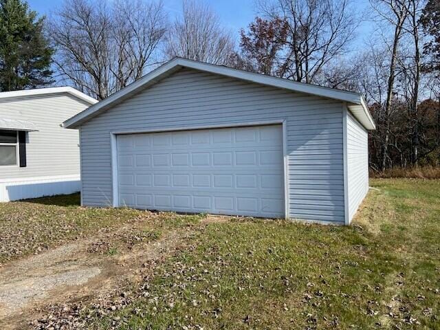 view of detached garage