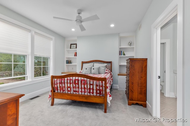 631 Greenslate Dr SE, Ada, MI 49301 - bedroom featuring baseboards, carpet flooring, recessed lighting, and ceiling fan