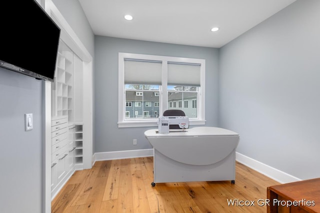 631 Greenslate Dr SE, Ada, MI 49301 - office area with light wood finished floors, baseboards, and recessed lighting