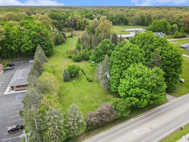 drone / aerial view of a heavily wooded area