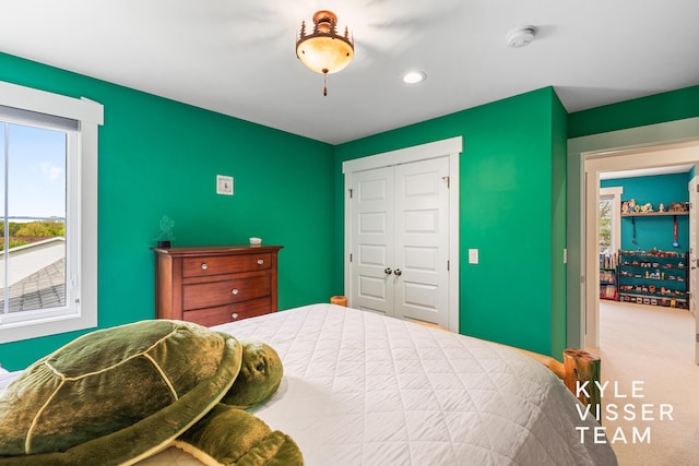 11650 Lally St NE, Lowell, MI 49331 - bedroom featuring a closet, carpet floors, and recessed lighting