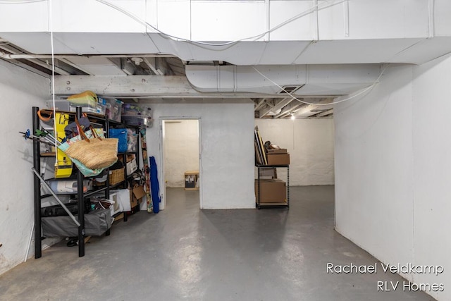 view of unfinished basement