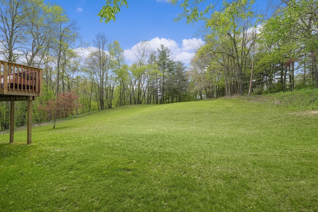 12700 Mcpherson St NE, Lowell, MI 49331 - view of grassy yard with a wooden deck