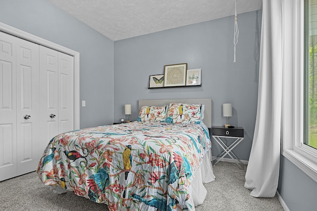 12700 Mcpherson St NE, Lowell, MI 49331 - bedroom featuring carpet floors, a textured ceiling, a closet, and baseboards