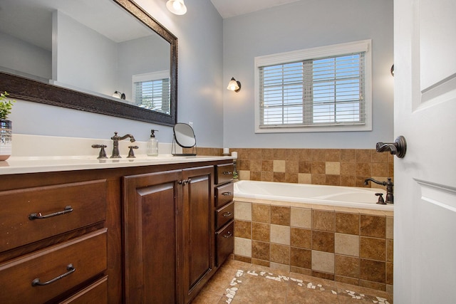 14275 Sunset Ridge Ct, Niles, MI 49120 - full bathroom with vanity, tile patterned flooring, and a bath