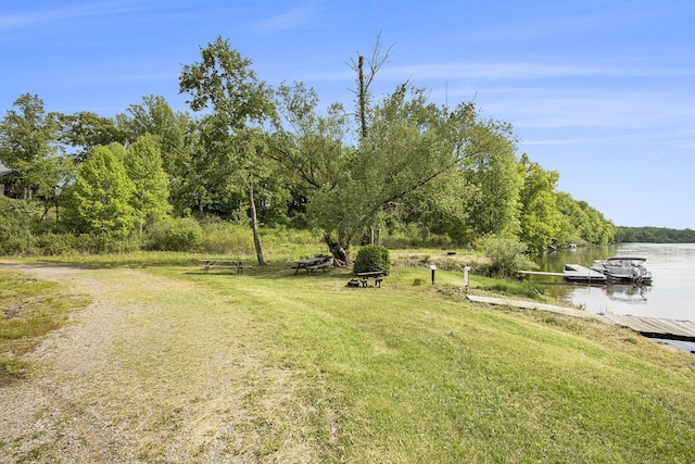 14275 Sunset Ridge Ct, Niles, MI 49120 - view of green lawn featuring a water view, a dock, and a view of trees