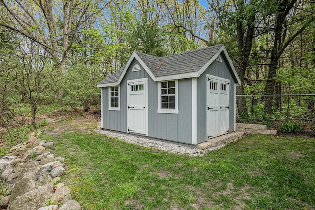 view of shed