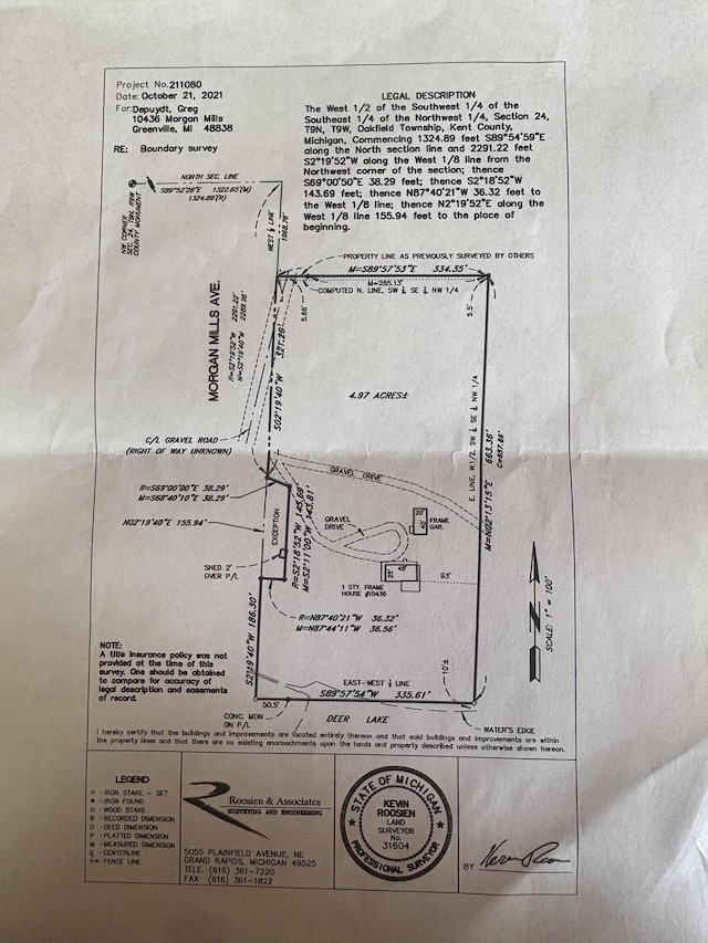 10436 Morgan Mills Ave NE, Greenville, MI 48838 - survey map / technical document