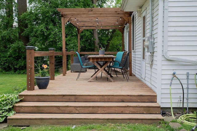 19610 Brentwood St, Livonia, MI 48152 - deck with outdoor dining space and a pergola