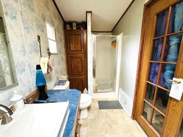 1950 S 13th St Lot 229, Niles, MI 49120 - full bath with a stall shower, toilet, vanity, and a textured ceiling