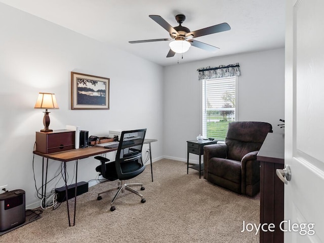 4755 Boulder Dr, Holland, MI 49423 - home office with carpet floors, ceiling fan, and baseboards
