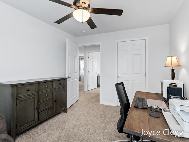 4755 Boulder Dr, Holland, MI 49423 - office area with a ceiling fan and light carpet
