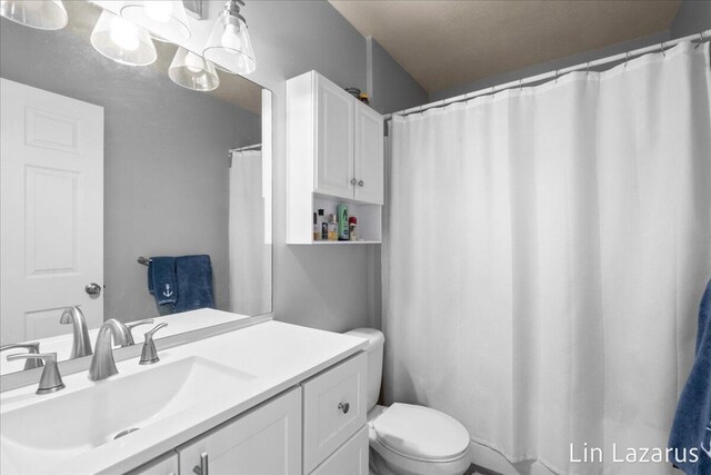 full bathroom with toilet and vanity