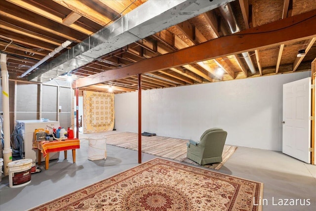view of unfinished basement
