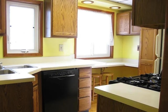 kitchen featuring dishwasher and light countertops
