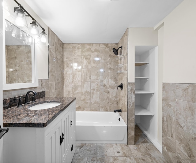 24108 Martinsville Rd, Belleville, MI 48111 - full bath featuring tile walls, shower / tub combination, and vanity