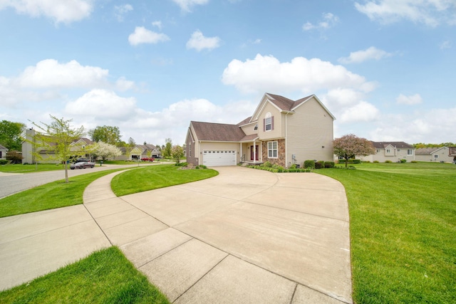 510 Edward J St, Clinton, MI 49236 - traditional-style house with concrete driveway, a front yard, a garage, and a residential view