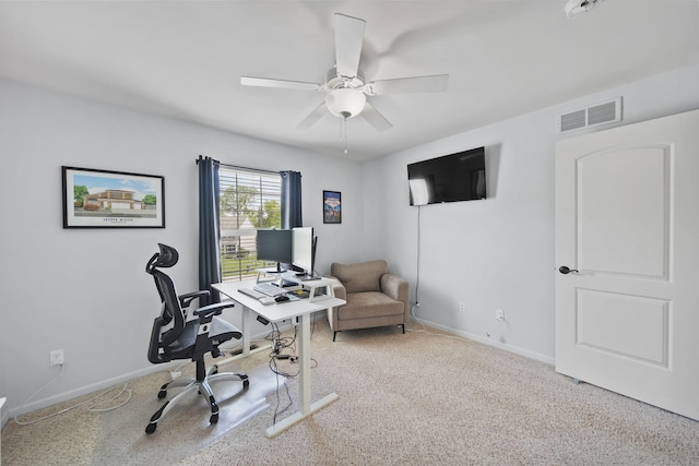 510 Edward J St, Clinton, MI 49236 - office space featuring a ceiling fan, baseboards, and carpet flooring