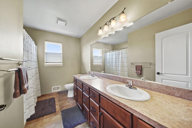 510 Edward J St, Clinton, MI 49236 - full bath featuring toilet, double vanity, and a shower with shower curtain