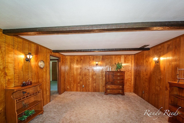 12498 Daling Ct NW, Grand Rapids, MI 49534 - corridor with beam ceiling, carpet floors, and wood walls