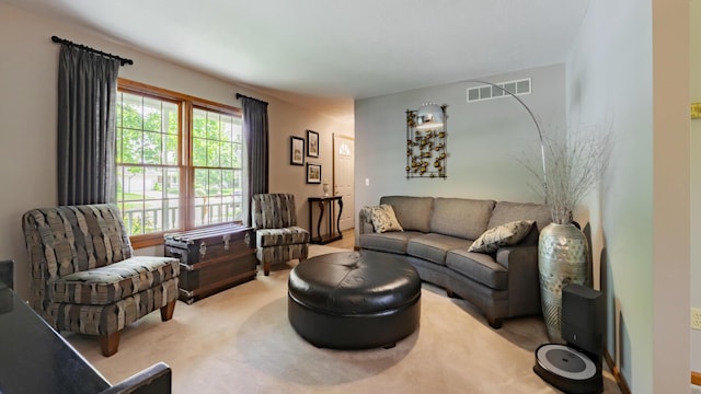 living area with carpet flooring