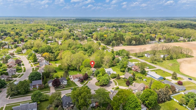 drone / aerial view of a heavily wooded area