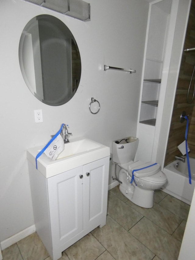 1158 Mcintosh Dr, Benton Harbor, MI 49022 - bathroom with toilet, baseboards, vanity, and tile patterned floors