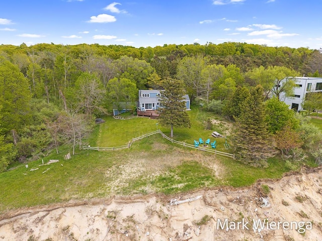 2177 S Lakeshore Dr, Ludington, MI 49431 - aerial view of property and surrounding area featuring a forest