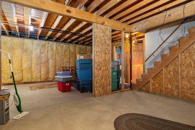 unfinished below grade area with stairway