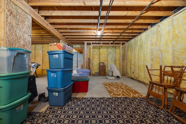 view of unfinished basement