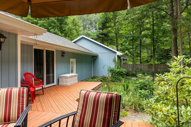 deck featuring fence