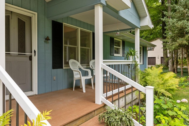 wooden deck featuring a porch